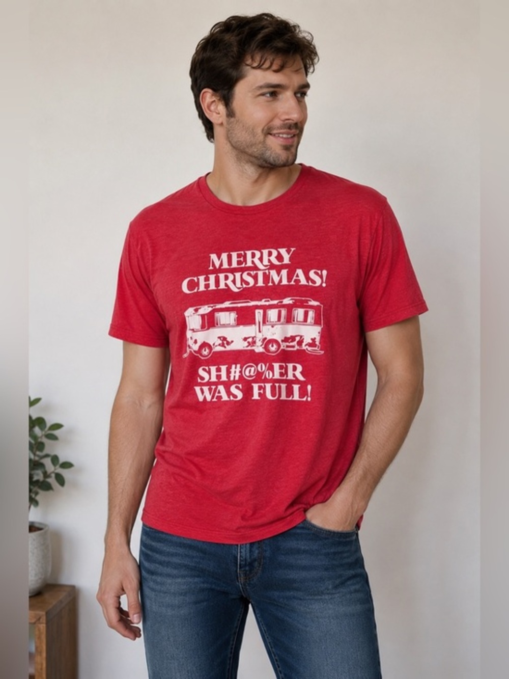 National Lampoon Christmas Vacation Shitter Was Full Graphic T Shirt Red Medium